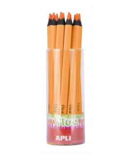Apli Jumbo Fluor Lapiz Triangulares 5mm de Grosor - Mejor Sujecion y Mayor Cobertura - Color Naranja Fluor