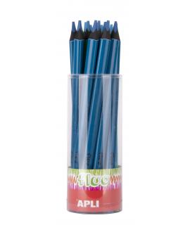 Apli Lapices Jumbo Fluor Azul - Triangulares de 5mm - Mejor Sujecion y Cobertura - Pack de 18 Unidades - Formato para Expositor
