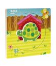 Apli Puzles de Madera Encajables Ciclo de Vida - 3 Capas Diferentes - Pieza Tortuga - Tamaño 198x198x18mm - Guia Impresa - Alto 
