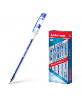 Erichkrause Boligrafo de Gel G-Point - Punta de Aguja de 0,38mm - Tinta de Gel de Secado Rapido - Cuerpo Transparente - Color Az