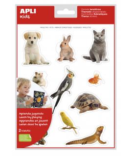 Apli Gomets Tematicos Realistas de Mascotas - 22 Gomets en 2 Hojas - Imagenes Realistas para Relacionar Animales Domesticos -