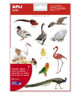 Apli Gomets Tematicos Realistas de Aves - 144 Gomets en 12 Hojas - Imagenes Realistas para Relacionar Aves - Desarrolla