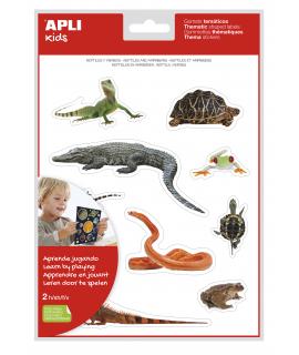 Apli Gomets Tematicos Realistas de Reptiles y Anfibios - 20 Gomets - Imagenes Realistas para Relacionar Animales - Adhesivo