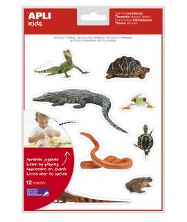 Apli Gomets Tematicos Realistas de Reptiles y Anfibios - 120 Gomets - Imagenes Realistas para Relacionar Animales - Adhesivo