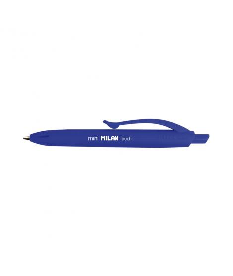 Milan P1 Touch Mini Boligrafo de Bola Retractil - Punta Redonda 1mm - Tinta con Base de Aceite - Escritura Suave - Color Azul