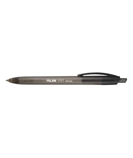 Milan P07 Dry-Gel Boligrafo de Gel Retractil - Punta 0.7mm - Secado Rapido - Color Negro