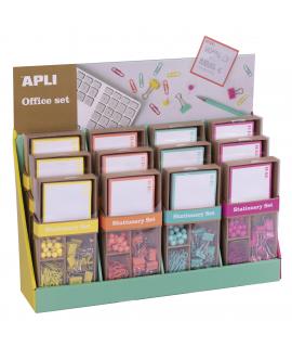 Apli Fluor Collection Expositor de Productos Basicos - Colores Surtidos Fluor - Diseño Moderno - 12 Sets de 25 Pins, 80 Clips de