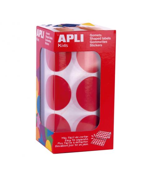 Apli Gomets XL Redondos Ø 33mm Rojos con Adhesivo Permanente - 708 Gomets por Rollo - Ideal para Desarrollar Psicomotricidad Fin