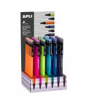 Apli Expositor de Carton de Portaminas - 0.7mm - Textura Soft - Colores Fluor Surtidos - Capuchon con Tapon Transparente y