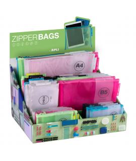 Apli Expositor Zipper Bags de Nylon - Tamaños y Colores Surtidos - Alta Calidad y Durabilidad - Ideal para Documentos,