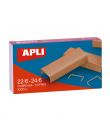 Apli Grapas de Cobre Galvanizadas 22/6 - 24/6 - Capacidad de 30 Hojas - Material Duradero y Resistente - Extremos Afilados para 