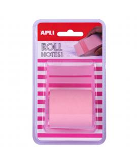 Apli Rollo Dispensador de Nota Adhesiva 50mm x 8m - Facil de Usar - Adhesivo de Calidad - Diseño Ergonomico - Rosa Pastel