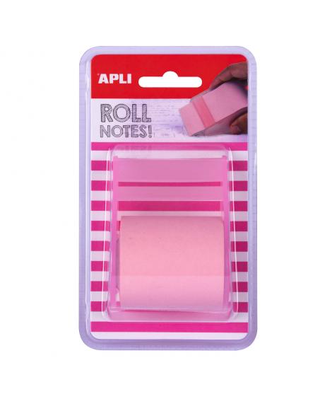 Apli Rollo Dispensador de Nota Adhesiva 50mm x 8m - Facil de Usar - Adhesivo de Calidad - Diseño Ergonomico - Rosa Pastel