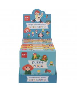Apli Coleccion de Juegos Educativos - Incluye 2 Puzles Yoga de 24 Piezas, 2 Memory Emotions de 24 Piezas y 2 Domino Music de