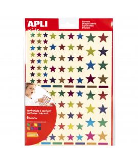 Apli Gomets Estrella Adhesivo Permanente - 10mm, 14mm y 20mm - 624 Gomets por Bolsa - Desarrollo de Habilidades Creativas y Psic