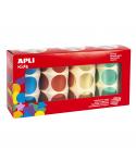 Apli Pack de 2.256 Gomets Redondos Ø 33mm - 4 Rollos de 564 Gomets - Adhesivo Permanente - Ideal para escuelas Infantiles y Cole