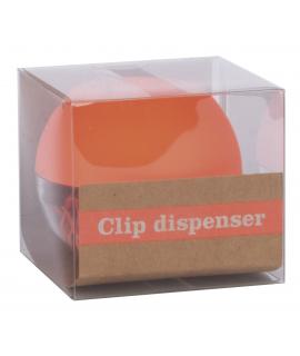 Apli Fluor Collection Dispensador de Clips - Ø 70x60 mm - Tapa Magnetica "Soft Touch" Naranja - Incluye 50 Clips Amarillo