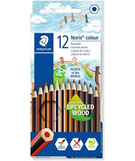 Staedtler Noris Colour 185 People of the World Pack de 12 Lapices Hexagonales de Colores - Fabricados en Wopex - Muy Resistentes