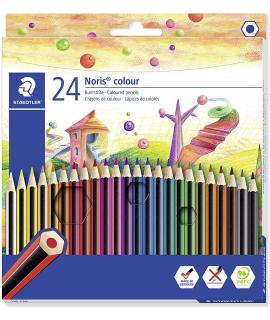 Staedtler Noris Colour 185 Pack de 24 Lapices de Colores Hexagonales - Fabricados en WOPEX - Muy Resistentes - Madera de