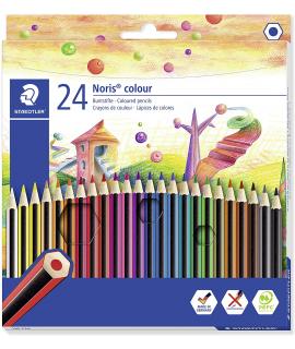 Staedtler Noris Colour 185 Pack de 24 Lapices Hexagonales de Colores - Fabricados en Wopex - Muy Resistentes - Madera de Fuentes