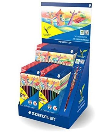 Staedtler Noris Colour 185 Expositor con 20 Estuches de Lapices de Colores - Diseño Hexagonal - - Colores Surtidos