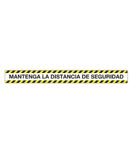 Apli Tira de Señalizacion Adhesiva "Mantenga Distancia de Seguridad" - 1000x100mm - Film de PVC de 100 Micras con Barniz Mate Pr