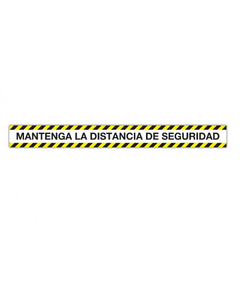 Apli Tira de Señalizacion Adhesiva "Mantenga Distancia de Seguridad" - 1000x100mm - Film de PVC de 100 Micras con Barniz Mate Pr