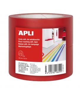 Apli Cinta de Señalizacion Adhesiva PVC 40x33mm 160?m - Desbobinado Silencioso - Adhesivo Solvente - Resistente a Rayos UV