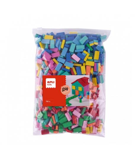 Apli Kids Bolsa de 700 Ladrillos de Goma EVA - Tamaño 20x10x5mm - Colores Surtidos