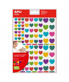 Apli Gomets Corazon Adhesivo Removible - Tres Tamaños Surtidos - 624 Gomets por Bolsa - Desarrollo de Habilidades y Creatividad 