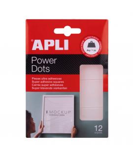 Apli Power Dots - 12 Unidades - Ultra Adhesivas de Doble Cara - Adhesivo Removible - Blanco