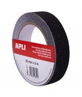 Apli Cinta Antideslizante 25mm x 5m - Resistente al Agua y al Desgaste - Facil de Cortar y Aplicar - Negro