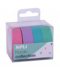Apli Pack Cintas Adhesivas de Papel Washi - 4 U - Tonos Nordik - Decorativas y Reutilizables - Multicolor
