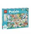 Apli Puzzle Observacion Ciudad de 104 Piezas de 5x5cm - Incluye Poster y 3 Fichas - Facil Manejo - Desarrolla Habilidades y Auto