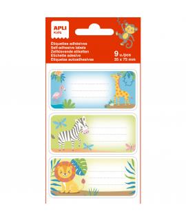 Apli Etiquetas Adhesivas Escolares Savana - Tamaño 81x36mm - Adhesivo Permanente de Alta Calidad - 3 Hojas con 9 Etiquetas (3 po