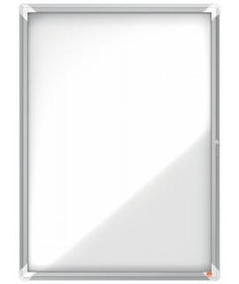 Nobo Vitrina para 9 Hojas A4 con Superficie Blanca Magnetica - 1000x752x37mm - Puerta de Cristal de Seguridad - Marco de Alumini