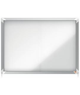 Nobo Vitrina Interior para 8 Hojas A4 con Superficie Magnetica y Puerta Deslizante - 689x972x54mm - Superficie Blanca Metalica y