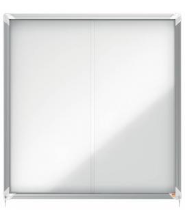 Nobo Vitrina Interior para 12 Hojas A4 con Superficie Magnetica y Puerta Deslizante - 997x972x54mm - Superficie Blanca Metalica 