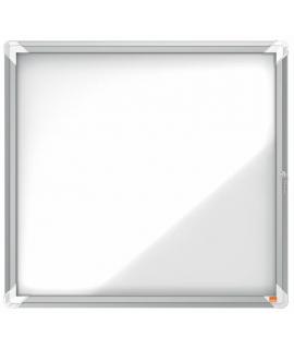 Nobo Vitrina Exteriores 6 Hojas A4 Superficie Blanca Magnetica - 752x692x45mm - Puerta Seguridad Cerradura Marco Aluminio - Colo