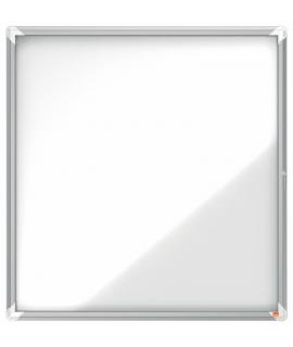 Nobo Vitrina Exteriores 12 Hojas A4 Superficie Blanca Magnetica 45mm - Seguridad Aluminio - Cristal Deslizante 4mm -