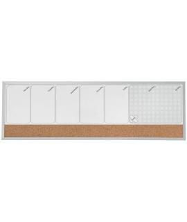 Nobo Planificador Semanal de Pizarra Magnetica Pequeña 585x190mm - Tira de Corcho - Almohadillas Adhesivas e Imanes - Gris
