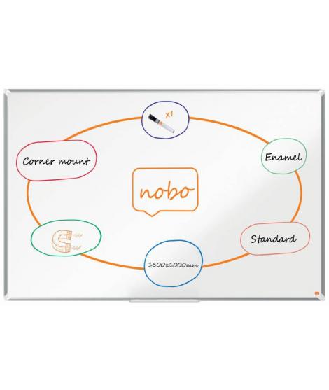 Nobo Premium Plus Pizarra Magnetica de Acero Vitrificado 1500x1000mm - Montaje en Esquinas - Superficie de Borrado Superior -