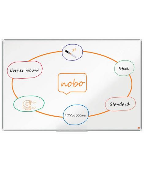 Nobo Premium Plus Pizarra Magnetica de Acero Lacado 1500x1000mm - Montaje en Esquinas - Blanco