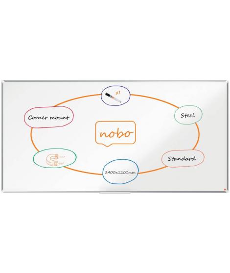 Nobo Premium Plus Pizarra Magnetica de Acero Lacado 2400x1200mm - Montaje en Esquinas - Blanco