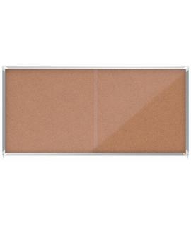 Nobo Premium Plus Vitrina de Puerta Corredera con Fondo de Corcho 27xa4 - Seguridad y Elegancia - Natural