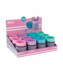 Apli Urban Collection Expositor de 12 Cubiletes con Funda de Neopreno - Medidas 105x80mm - Colores Surtidos