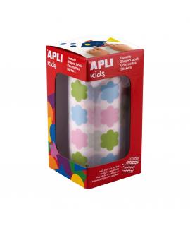 Apli Kids Rollo de 900 Gomets con Forma de Flor - Adhesivo Base Agua - Libre de Disolventes - Materiales 100% Reciclables -