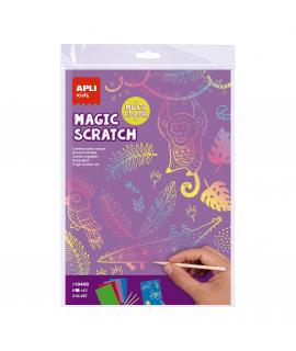 Apli Magic Scratch Colores Pack de 8 Laminas para Rascar - Medidas 210 x 297mm - Colores Surtidos