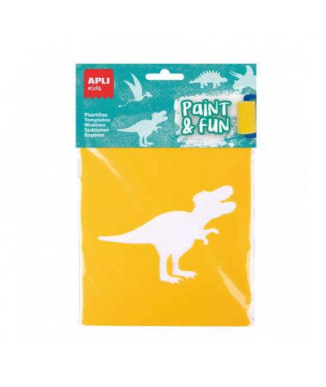 Apli Kids Bolsa de 6 Plantillas de Dinosaurios - 8 Formas de Animales - Polipropileno Flexible - Lavables - Colores Surtidos