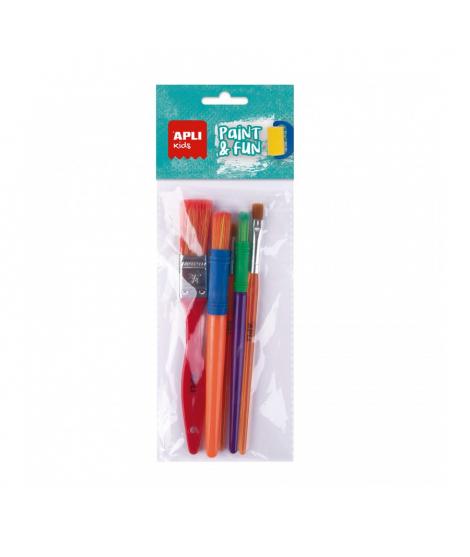 Apli Kids Paint & Fun Pack de 5 Pinceles - Medidas y Colores Surtidos